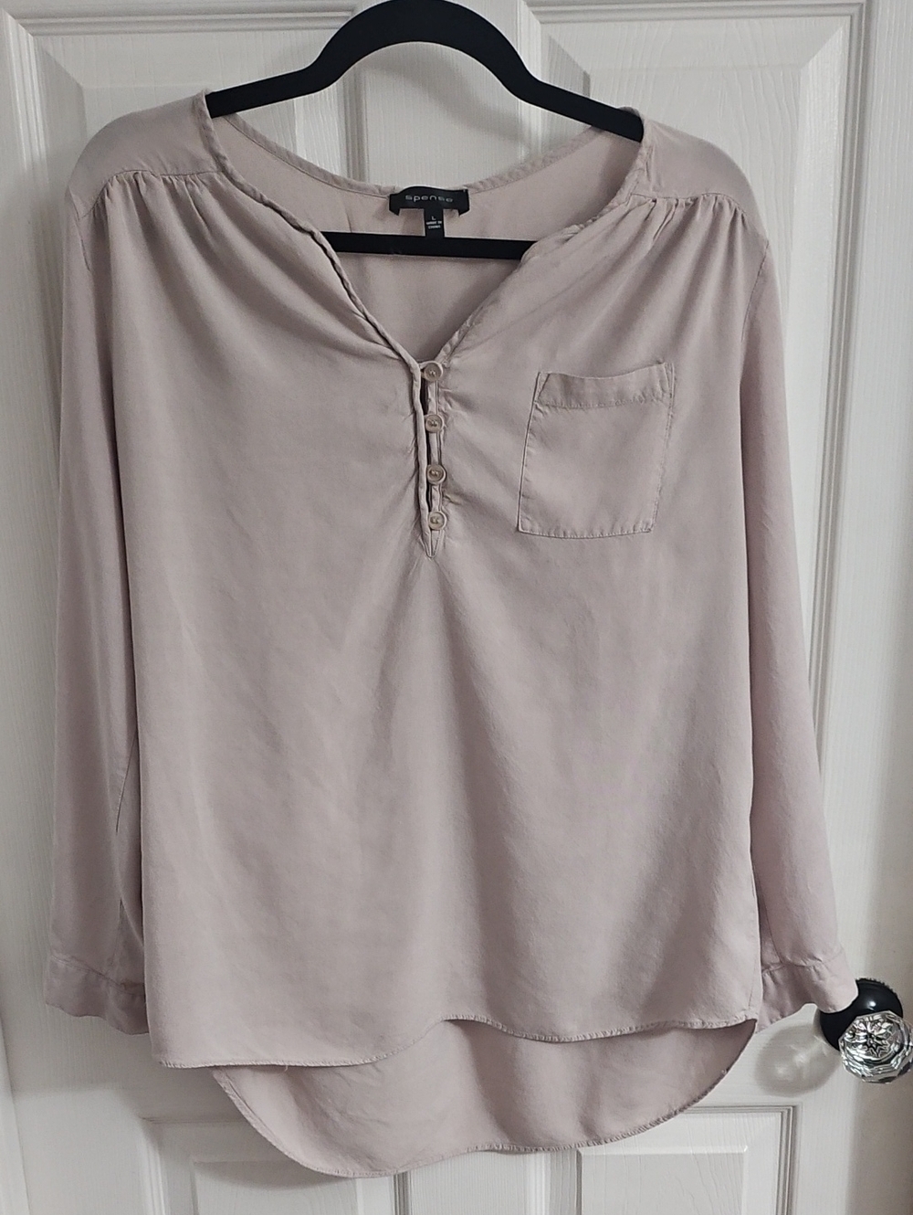 Spense Neutral Taupe Button-Up Henley